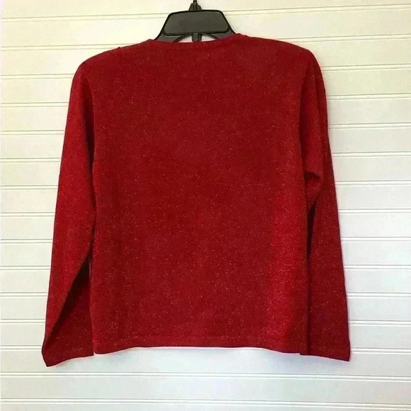 Dressbarn NWT Red Cardigan Woman's Size PM Red Sequins Metallic - Picture 12 of 12